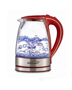 Brentwood Tempered Glass Tea Kettles, 1.7-Liter, Red