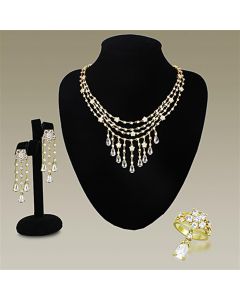 JCE3077 Gold Brass Jewelry Sets with AAA Grade CZ in Clear
