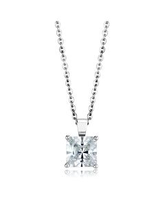 JCES895 Rhodium 925 Sterling Silver Chain Pendant with AAA Grade CZ in Clear